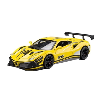Ferrari 488 Yellow Color No.36 Racing Car Die Cast Model 1:32 Alloy Pull Back Car